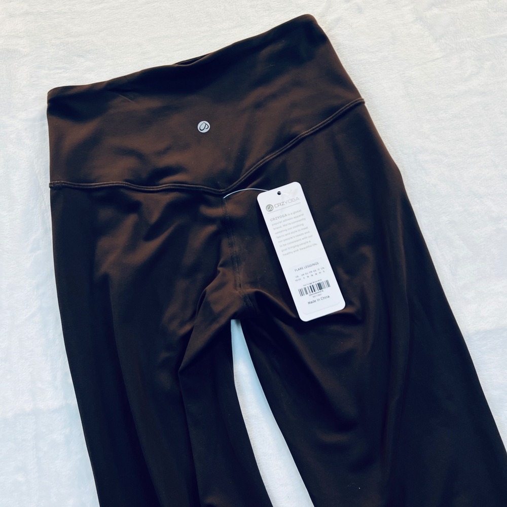 CRZYOGA Flare Leggings Hot Fudge Brown RS117A31 High Waisted Yoga Pants XS 0/2
